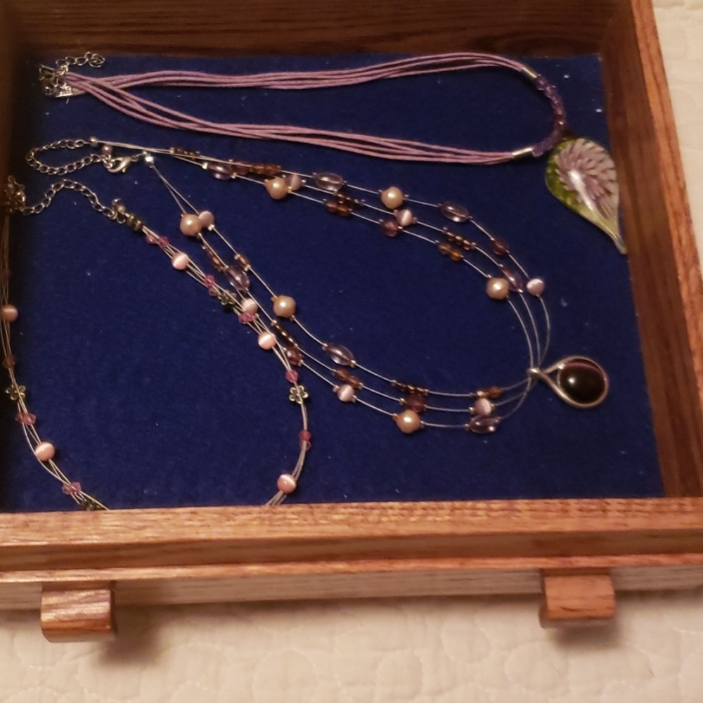 Pinks and purples beaded necklaces